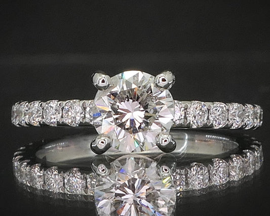 14k White Gold Round Natural 1.45ctw Diamond Engagement Ring 3.2g p62590