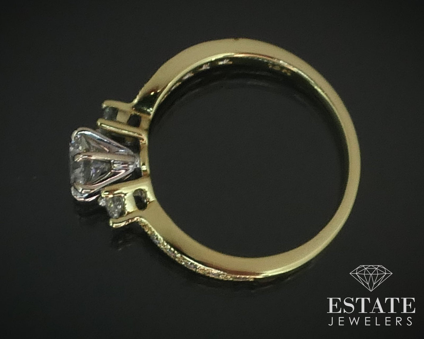 18k Yellow Gold Round Natural .95ctw Diamond Engagement Ring 3.3g i15652