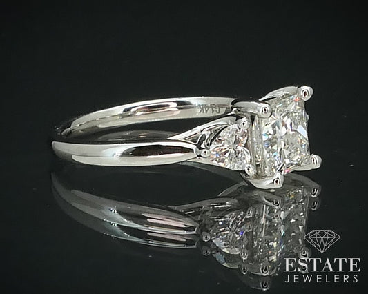 14k White Gold GIA Princess Natural 1.38ct Diamond Engagement Ring 3.4g i15662
