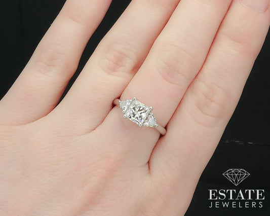 14k White Gold GIA Princess Natural 1.38ct Diamond Engagement Ring 3.4g i15662