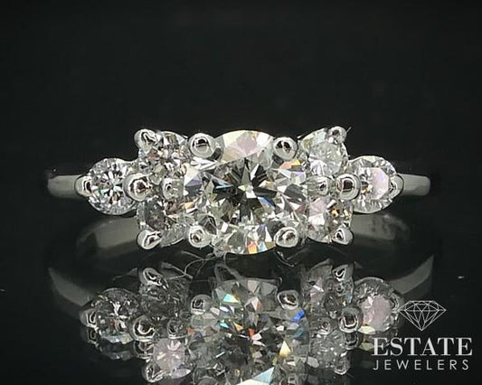 14k White Gold Round Natural .89ctw Diamond Engagement Ring 3.3g i15683