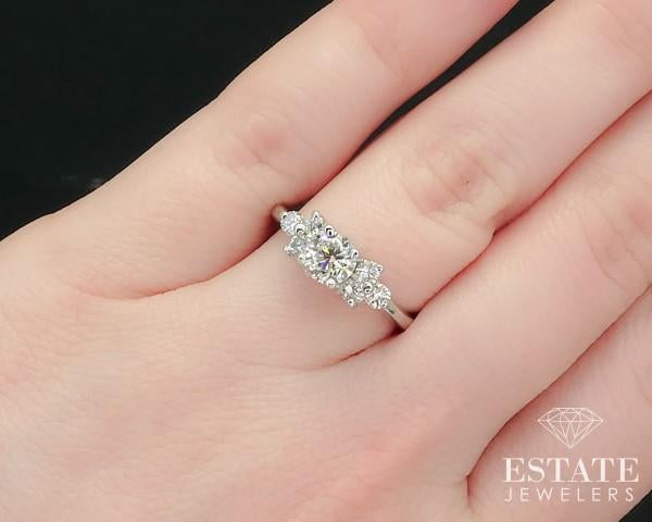 14k White Gold Round Natural .89ctw Diamond Engagement Ring 3.3g i15683
