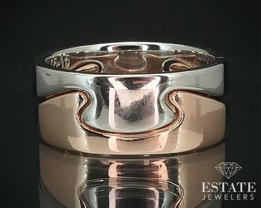 14k White & Rose Gold 8.7mm Fitted Puzzle Smooth Band Ring 9.7g i15672