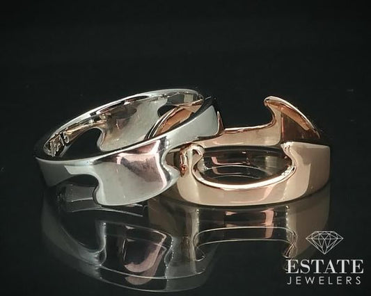 14k White & Rose Gold 8.7mm Fitted Puzzle Smooth Band Ring 9.7g i15672