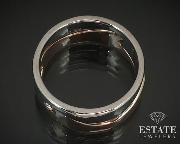 14k White & Rose Gold 8.7mm Fitted Puzzle Smooth Band Ring 9.7g i15672