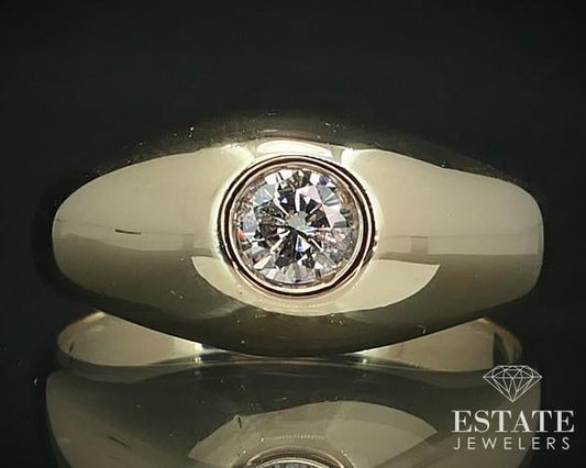 14k Yellow Gold Round Natural .45ct Diamond Solitaire Band Ring 5.6g i15675