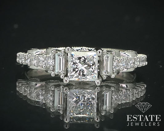 14k White Gold Princess Natural .70ctw Diamond Engagement Ring 2.8g i15739