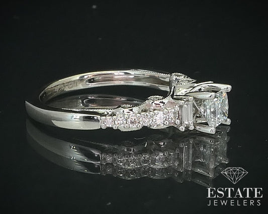 14k White Gold Princess Natural .70ctw Diamond Engagement Ring 2.8g i15739