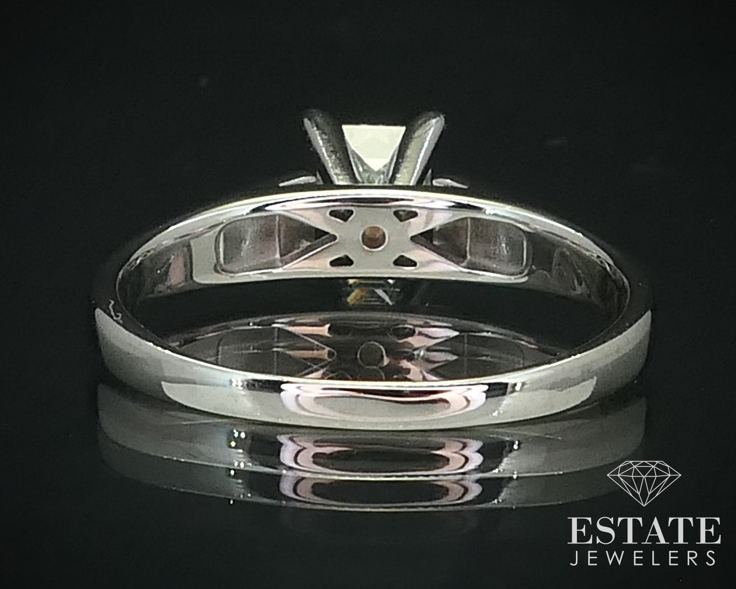 14k White Gold IGI Princess Cut Natural .75ct Diamond Solitaire Ring 3.5g i15730