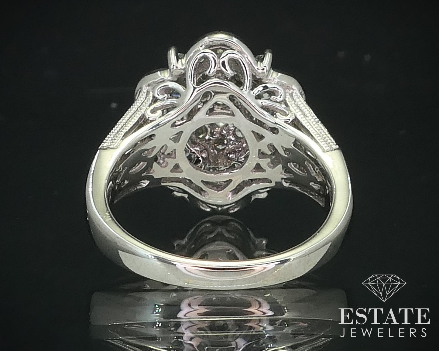 14k White Gold Natural .75ctw Diamond Cluster Engagement Ring 7.2g i15732