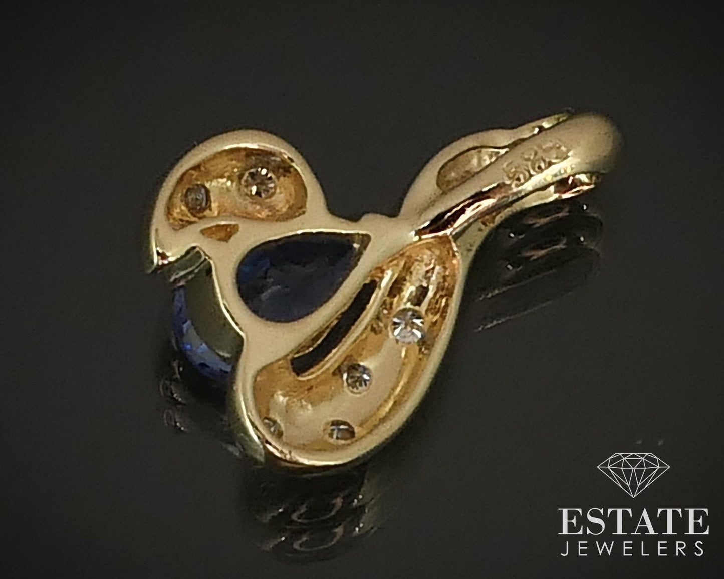 14k Yellow Gold Natural .85ct Tanzanite & Diamond Ladies Pendant 2.3g i15787