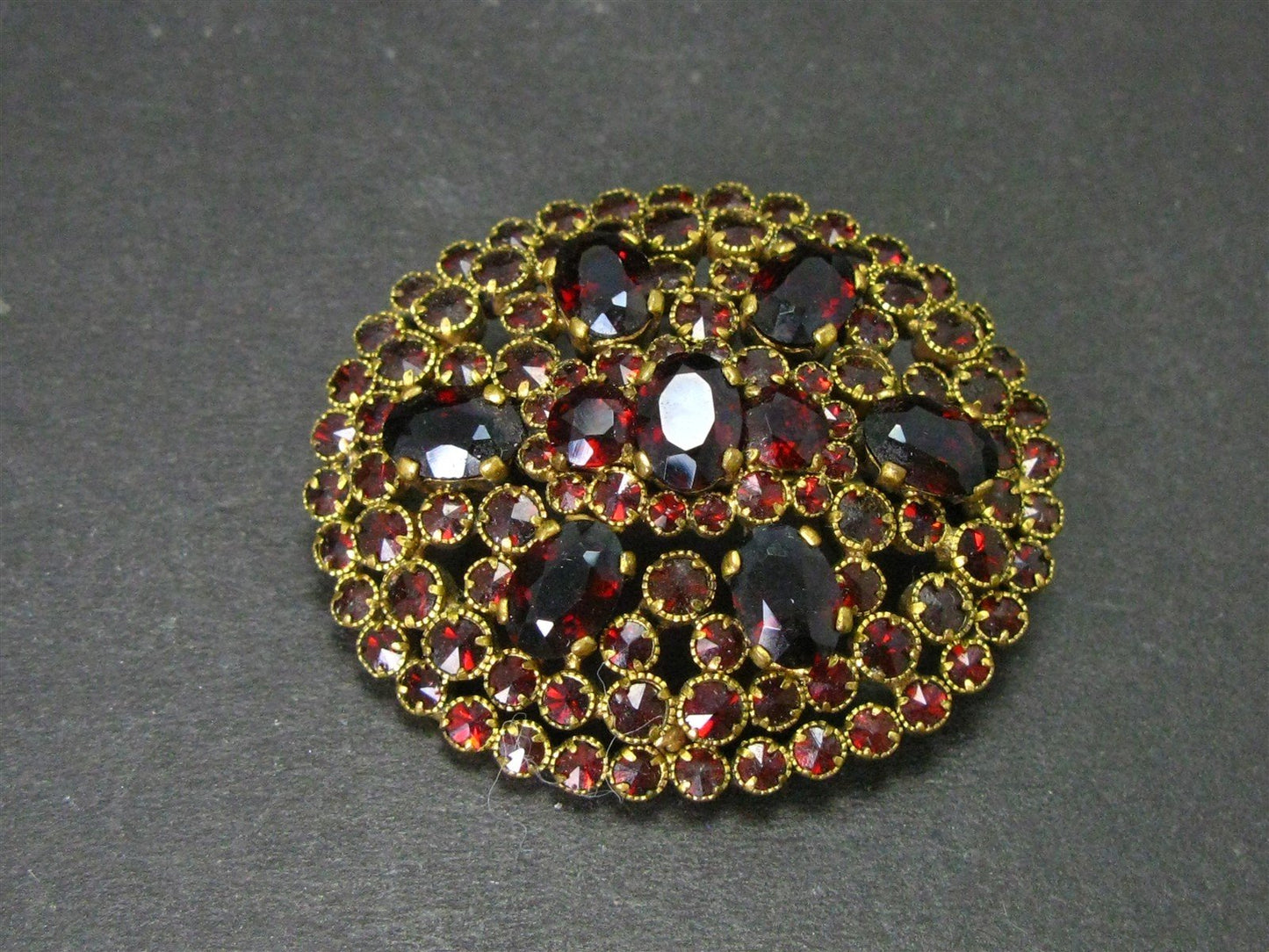 Antique Victorian Gold Filled Natural Bohemian Garnet Cluster Pin Brooch i15816