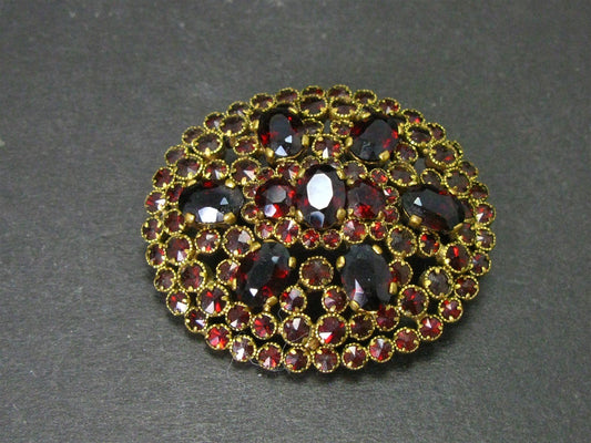 Antique Victorian Gold Filled Natural Bohemian Garnet Cluster Pin Brooch i15816