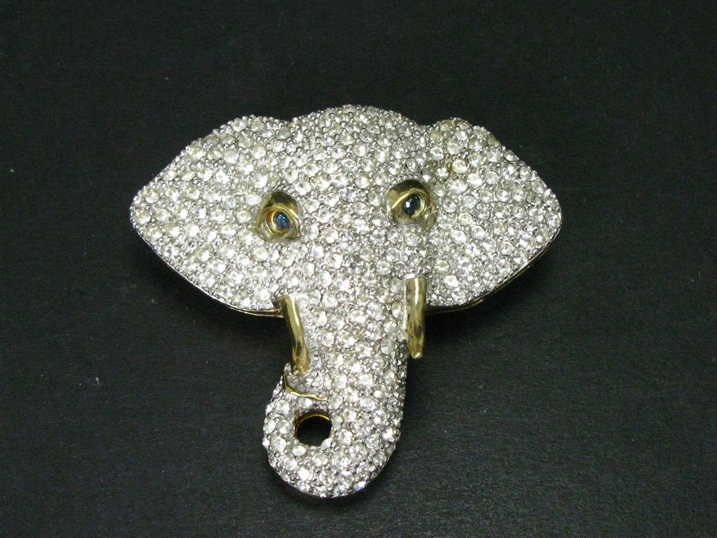 Vintage Sterling Cam-Ber Elephant Rhinestone Large Brooch 24g i15815
