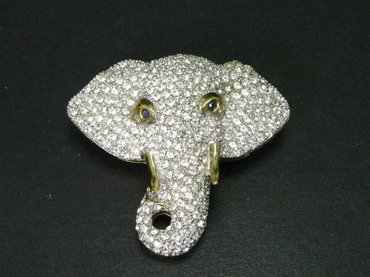 Vintage Sterling Cam-Ber Elephant Rhinestone Large Brooch 24g i15815