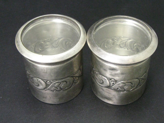 Antique Sterling Silver Glass Top Trinket Container Spice Jar 105g i15811