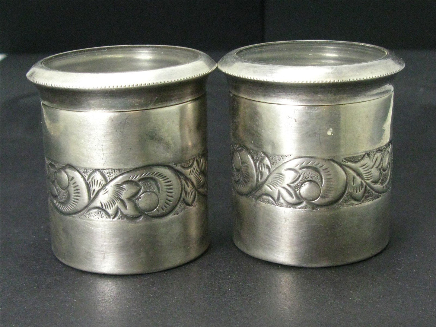 Antique Sterling Silver Glass Top Trinket Container Spice Jar 105g i15811