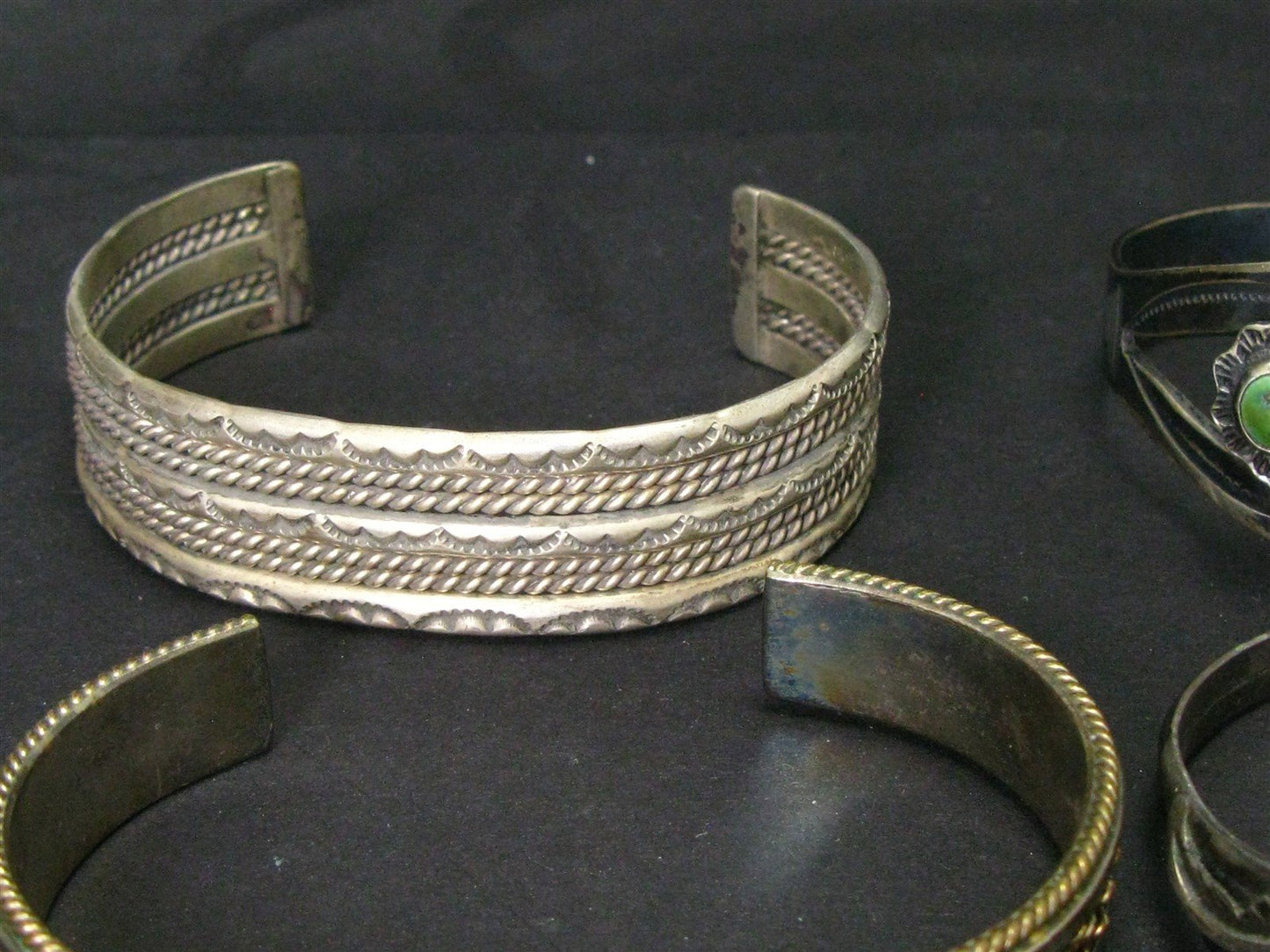 Vintage Sterling Native American Multi Gem Cuff Bracelet Lot 119g i15820