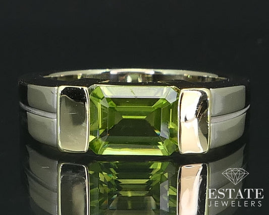 14k Yellow & White Gold Natural Peridot Ladies Band Ring 7.9g i15828