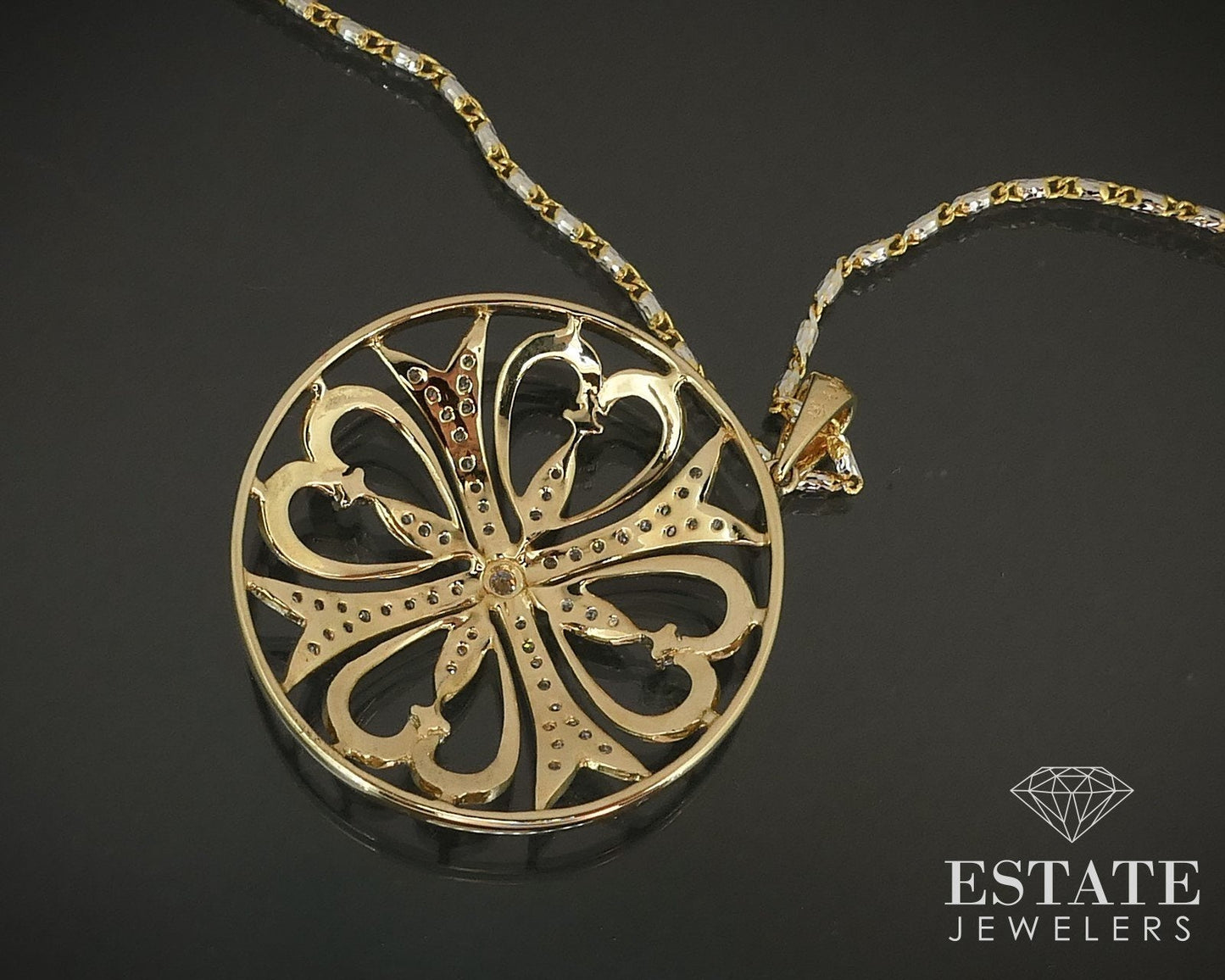 Vintage 14K Yellow Gold Natural .35ctw Diamond Circle Necklace 9g 20"L i15842