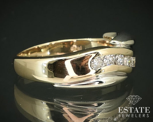 14k Yellow & White Gold 9mm Natural .50ctw Diamond Mens Band Ring 10.6g i15844
