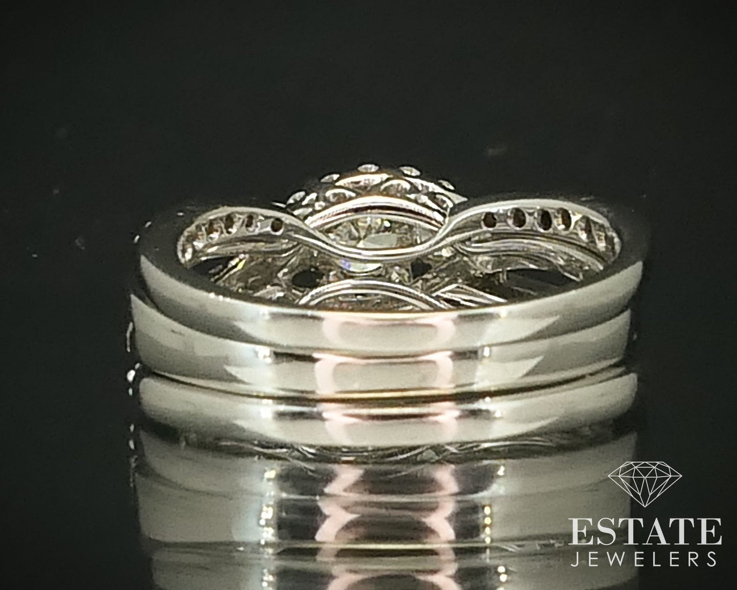 14k White Gold Round Natural 1.02ctw Diamond Ladies Wedding Set 6.6g i15859