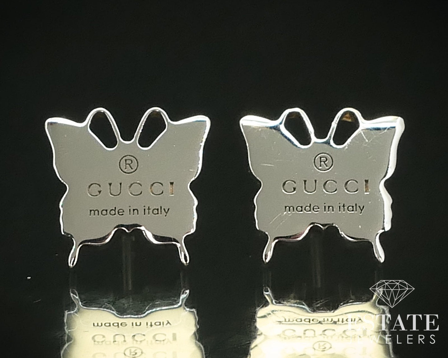 Sterling Silver Gucci Butterfly Studs Ladies Earrings 3.4g i15840