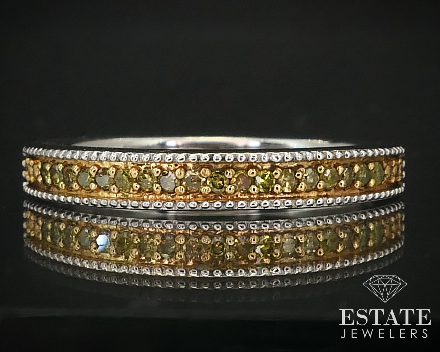 Sterling Natural .10ctw Yellow Diamond Ladies Band Ring 2.1g i15934