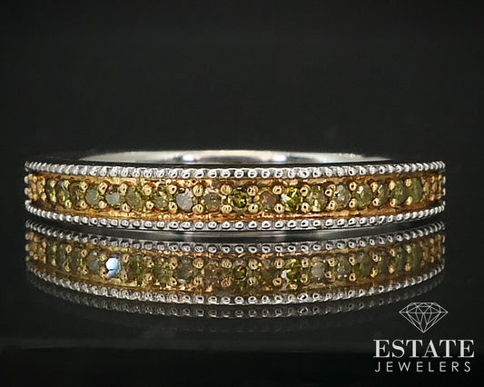 Sterling Natural .10ctw Yellow Diamond Ladies Band Ring 2.1g i15934