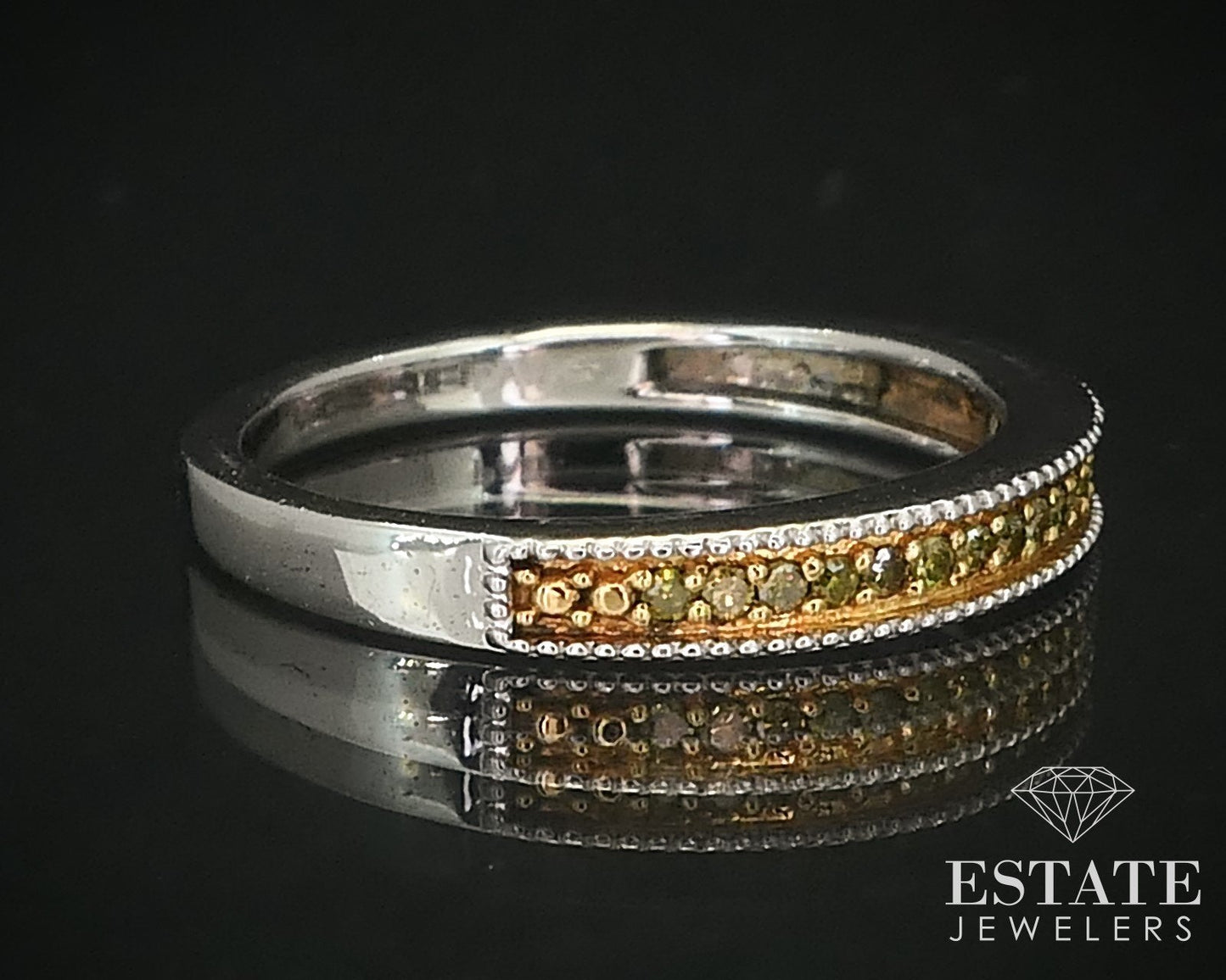 Sterling Natural .10ctw Yellow Diamond Ladies Band Ring 2.1g i15934