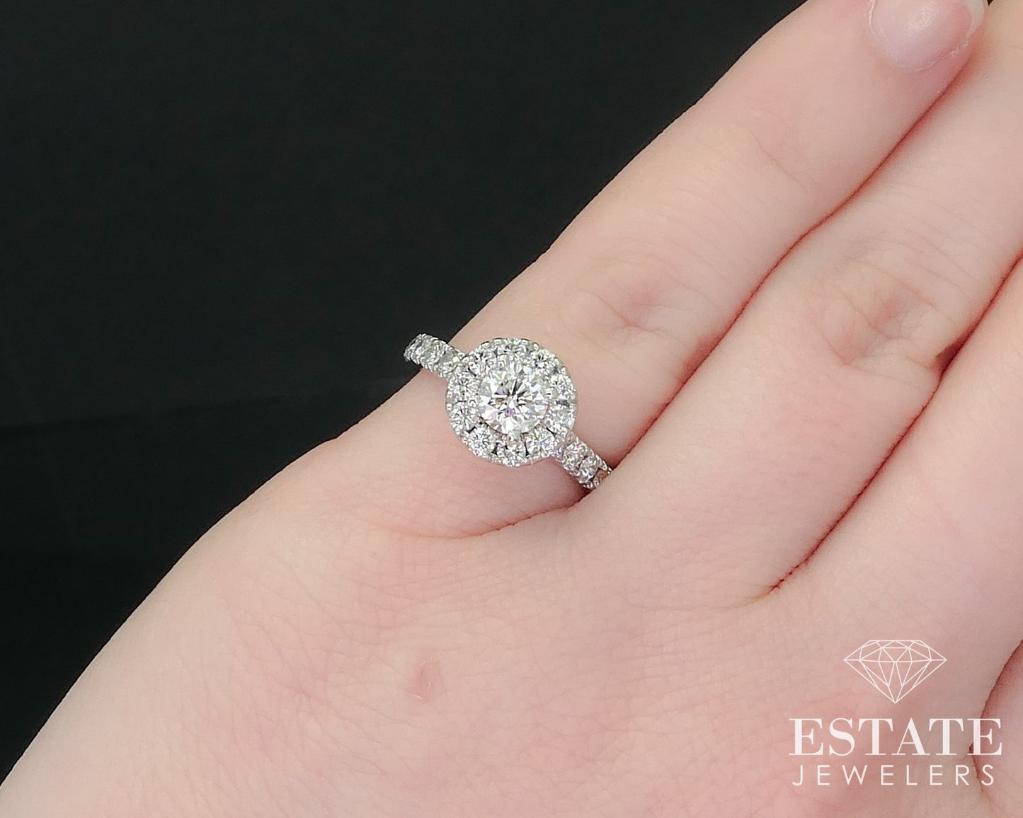 14K White Gold Neil Lane Natural 1ctw Diamond Halo Engagement Ring 3.7g i15969