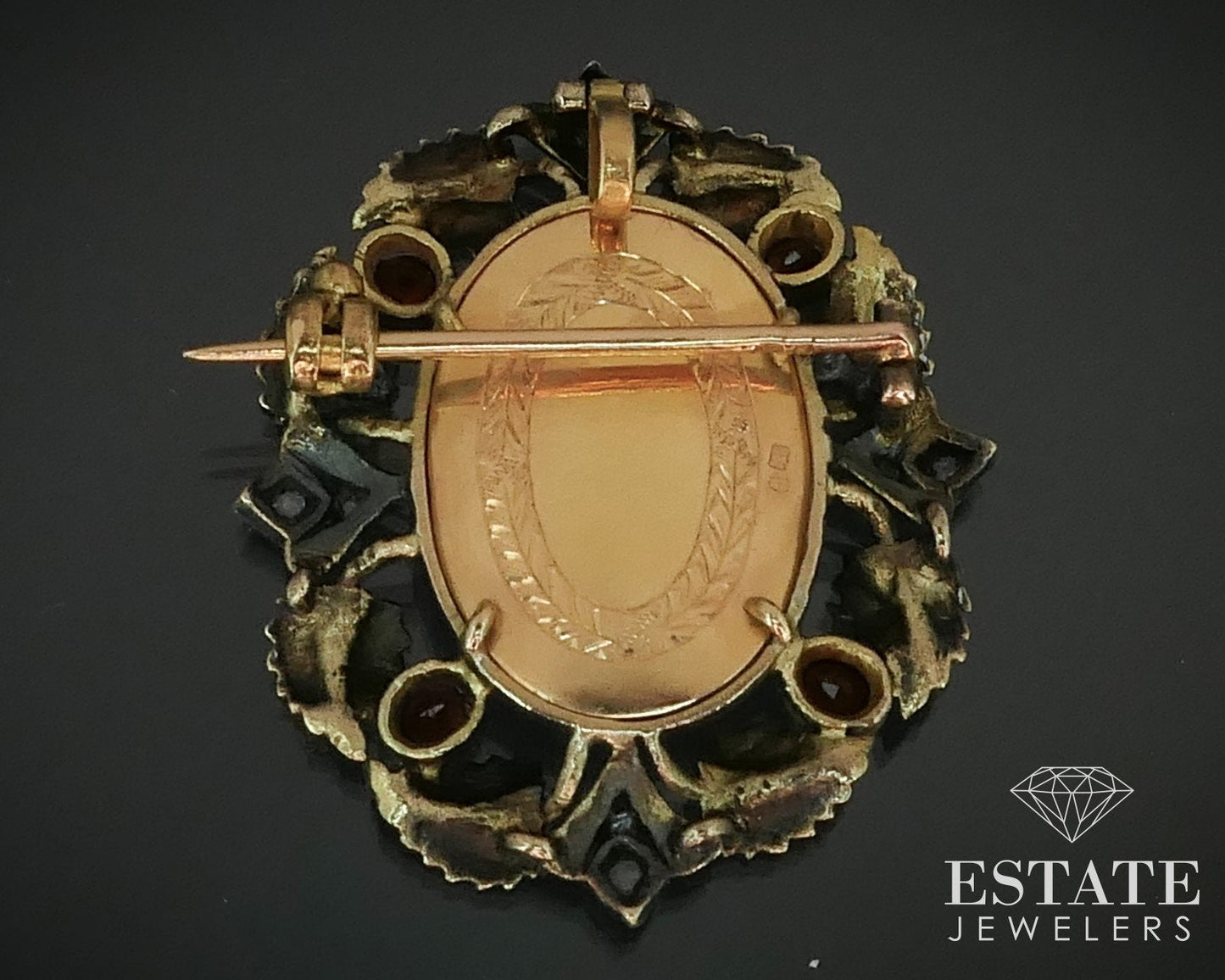 Antique Portuguese 18k Gold & Silver Portrait Diamond Pin Pendant 8g i15627