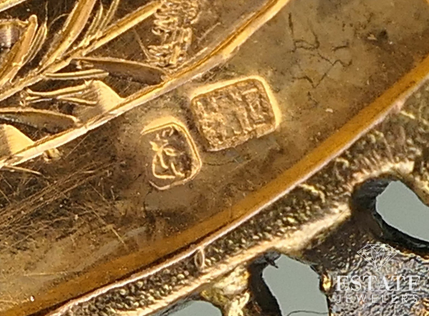 Antique Portuguese 18k Gold & Silver Portrait Diamond Pin Pendant 8g i15627