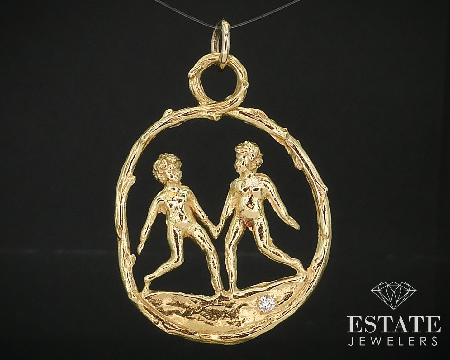 18k Yellow Gold Merrin Diamond Gemini Zodiac Charm Pendant 10.8g i15933