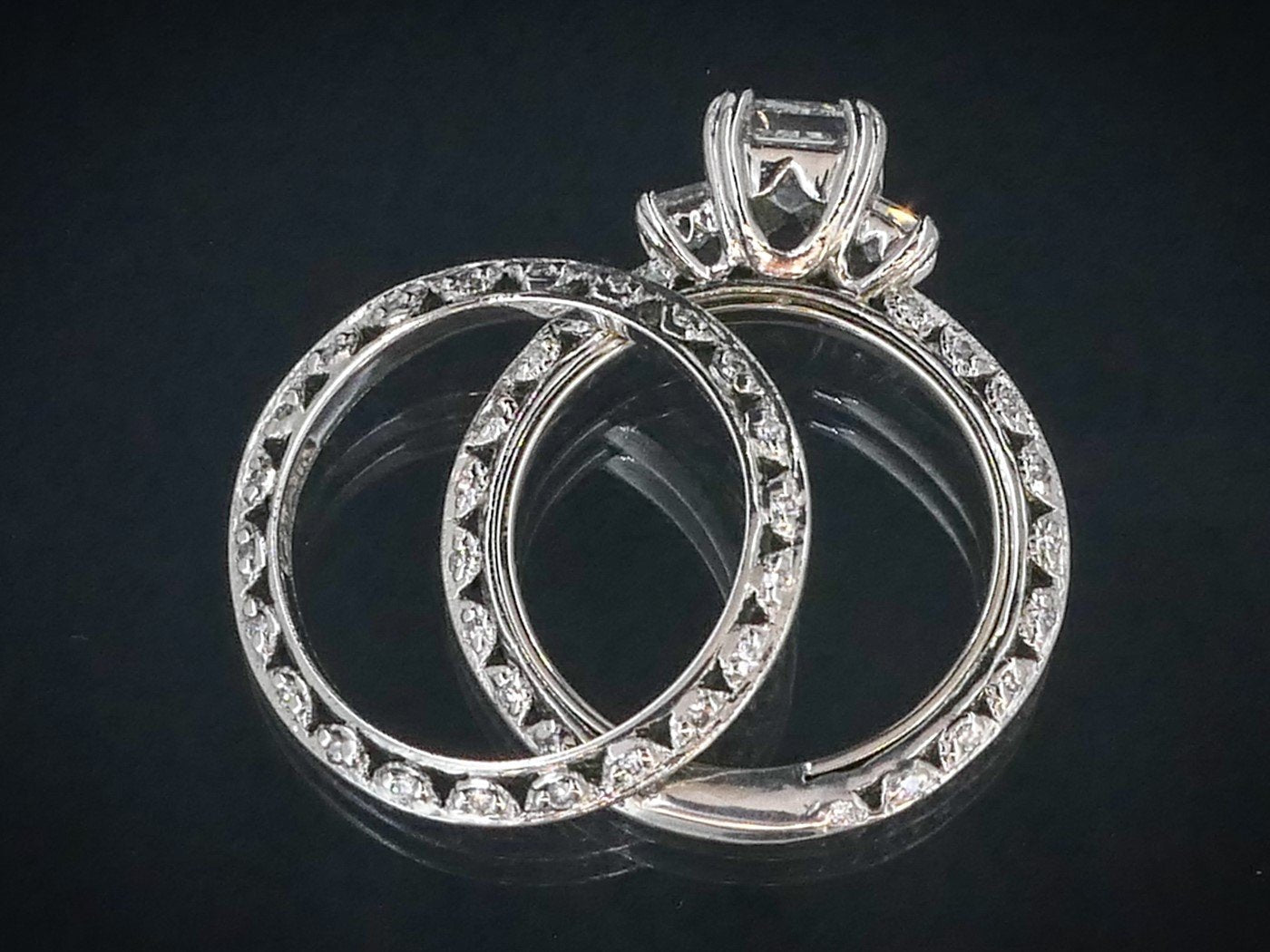 Platinum EGL Natural Princess 1.71ctw Diamond Tacori Wedding Set 8.7g p42762