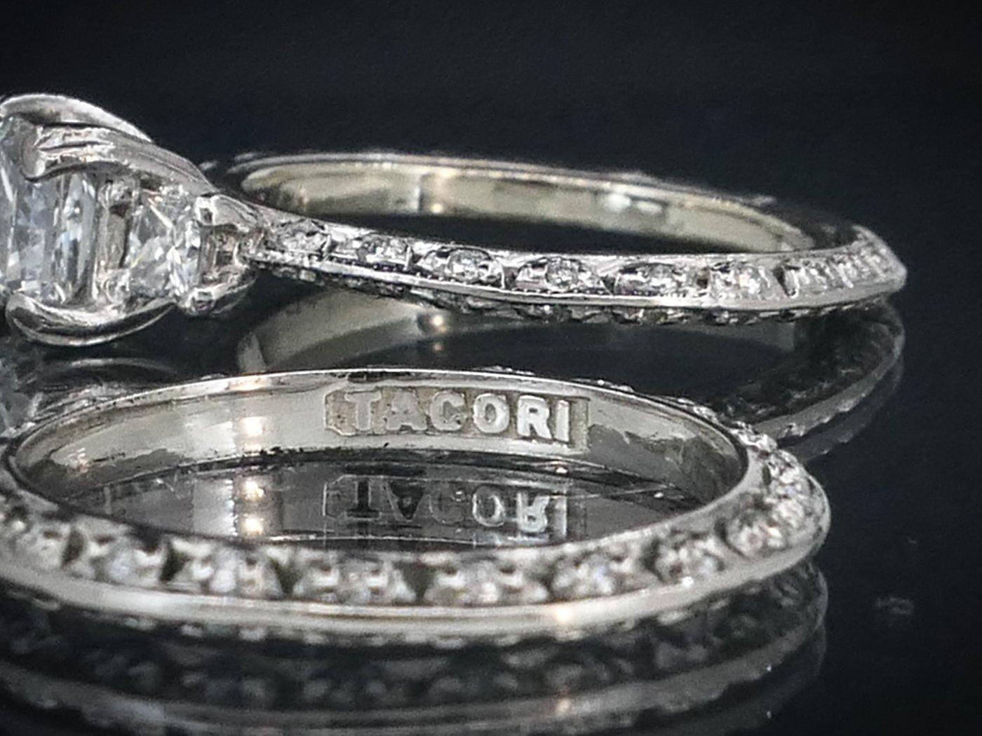 Platinum EGL Natural Princess 1.71ctw Diamond Tacori Wedding Set 8.7g p42762