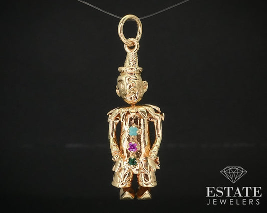Antique 18k Yellow Gold Dimensional Movable Clown Charm 8.8g i16021