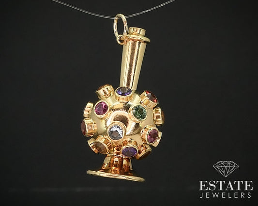 Antique 17k Yellow Gold Multi Gem Dimensional Sputnik Charm 3.6g i16011