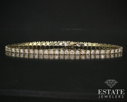 14k Yellow Gold Round 2.2ctw Natural Diamond Tennis Bracelet 10.8g 7.25"L i16022