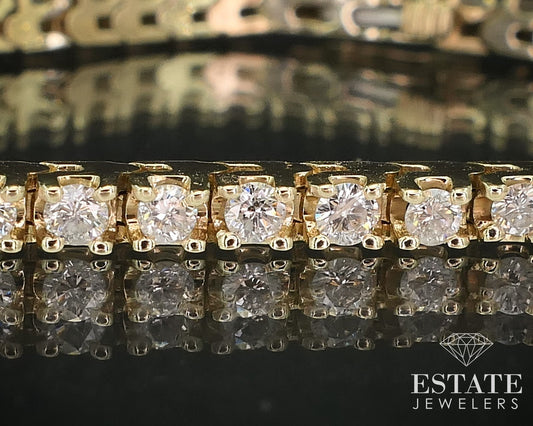 14k Yellow Gold Round 2.2ctw Natural Diamond Tennis Bracelet 10.8g 7.25"L i16022