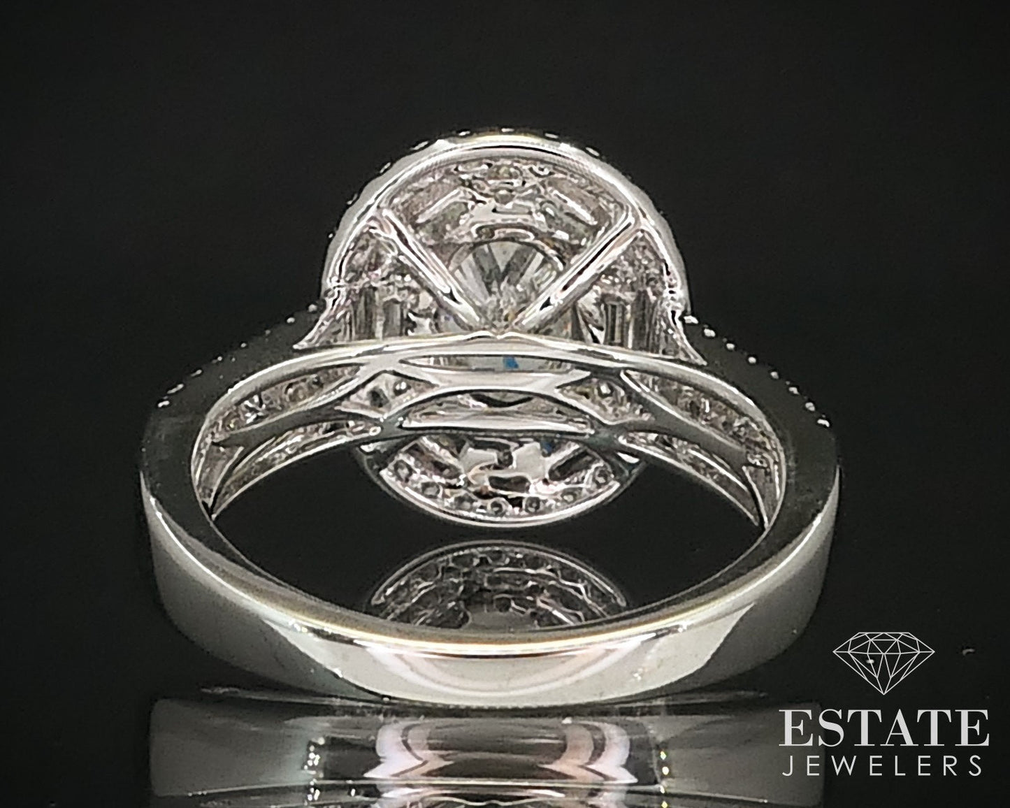 18k White Gold Oval Cut Natural 1.84ctw Diamond Engagement Halo Ring i16024