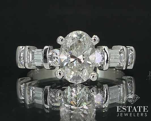 Platinum GIA Oval Natural 1.17ct Diamond Engagement Ladies Ring 7.6g i16069