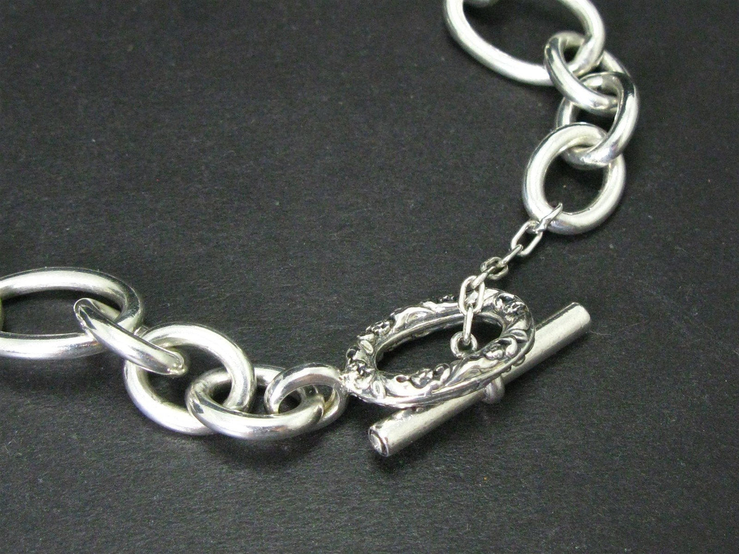 Sterling Silver Oval Textured Link LYRIC Necklace 60.5g 16"L i16132