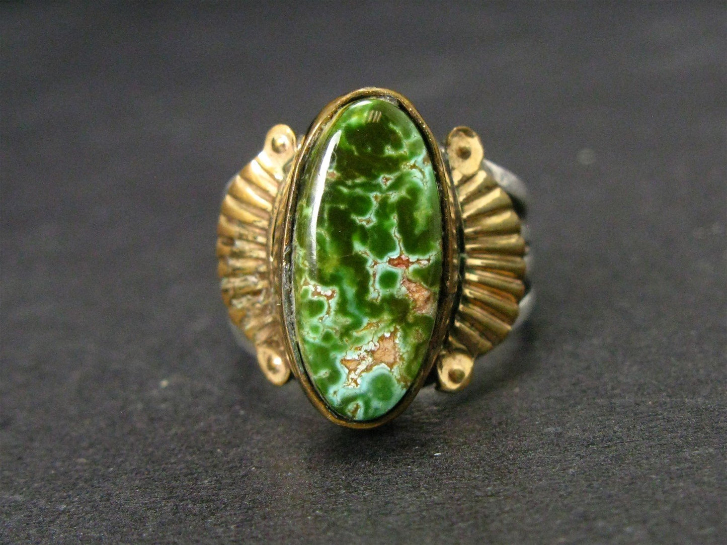 Vintage GF & Sterling Francis Fred Navajo Natural Turquoise Ring 7.5g i16130