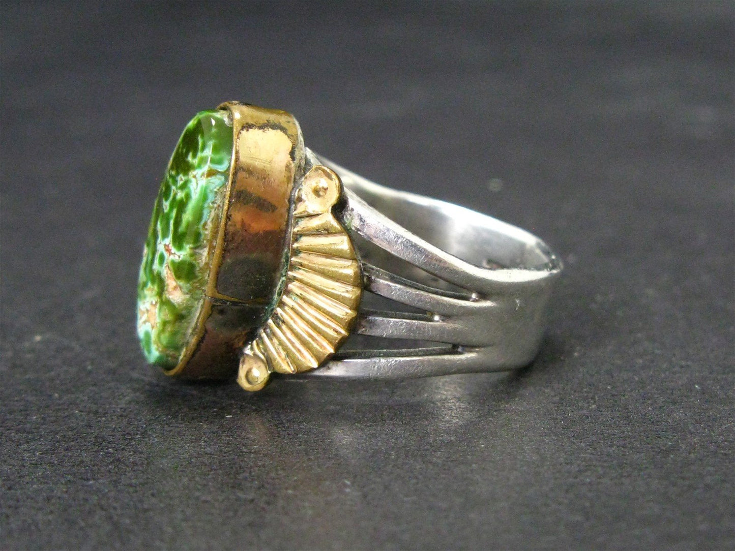 Vintage GF & Sterling Francis Fred Navajo Natural Turquoise Ring 7.5g i16130