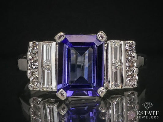 14k White Gold Natural 1.5ct Tanzanite & Diamond Ladies Ring 4.2g i15984