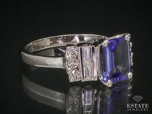 14k White Gold Natural 1.5ct Tanzanite & Diamond Ladies Ring 4.2g i15984