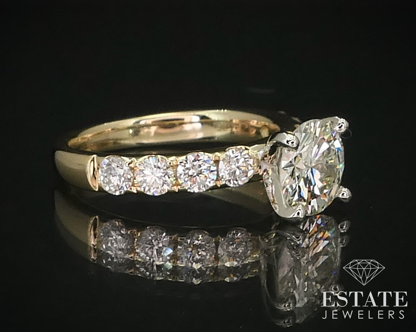 14k Yellow Gold Round Natural 2.09ctw Diamond Engagement Ring 3.5g p66117