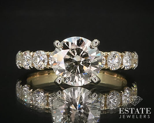 14k Yellow Gold Round Natural 2.09ctw Diamond Engagement Ring 3.5g p66117