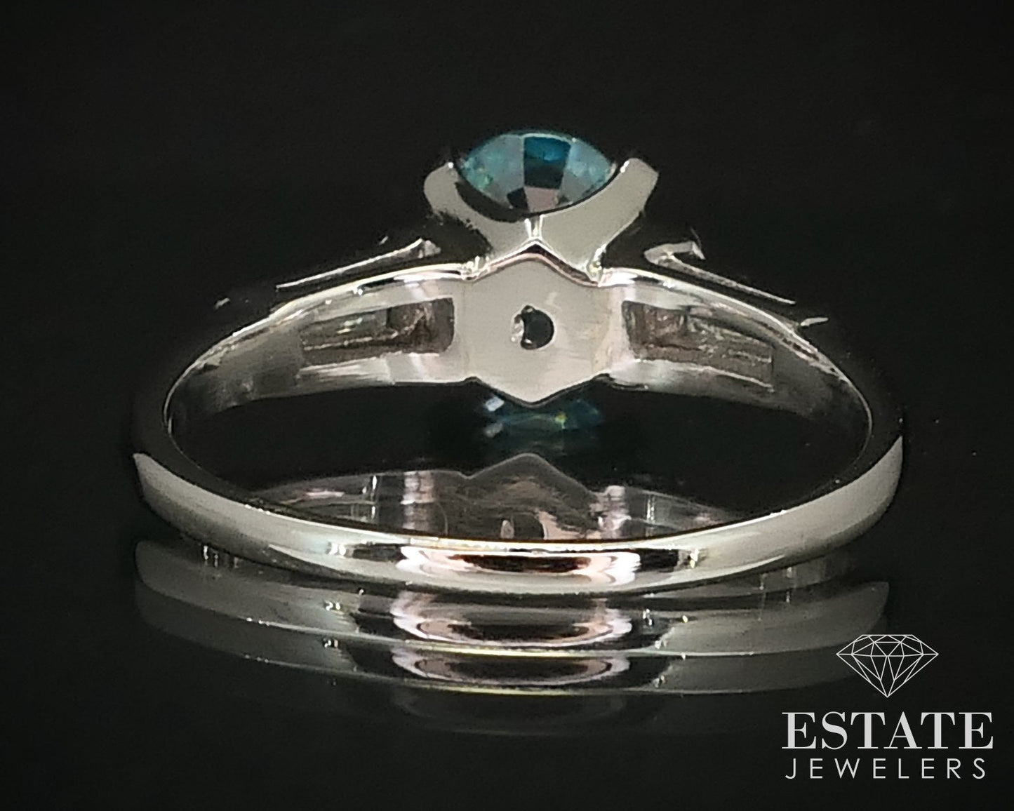 Antique Platinum Oval Natural Blue Zircon & Diamond Engagement Ring 5.9g i16157